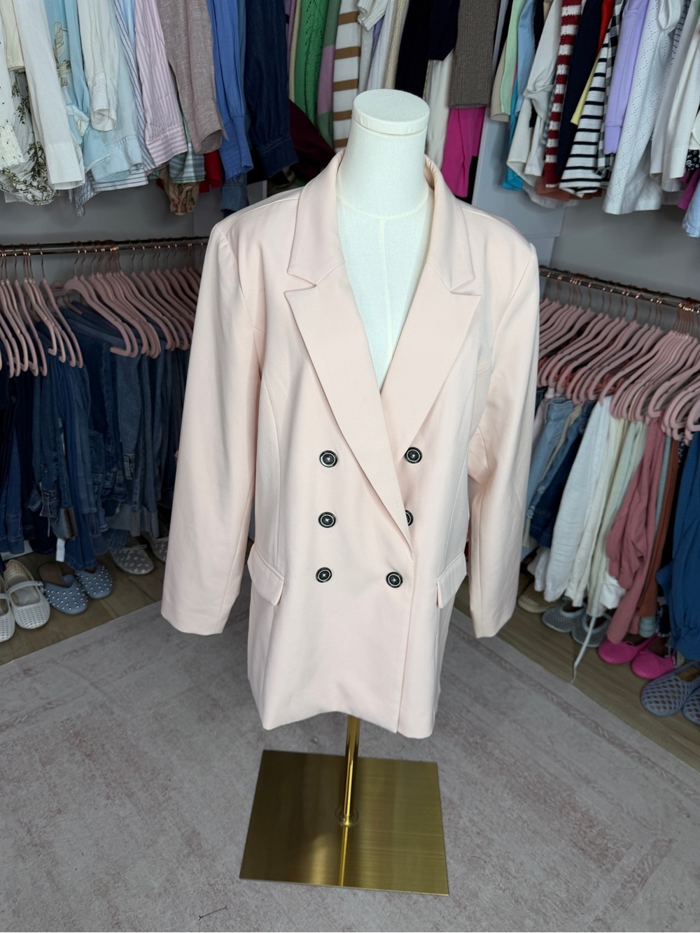 Maurices Pale Pink Double-Breasted Blazer